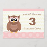 Kawaii Owl Birthday Party Invitations