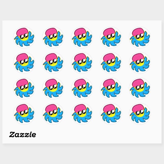 Kawaii Pan Pride Octopus Stickers (Sheet)