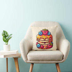 Kawaii Pancake Breakfast Cute Food Design Throw Pillow