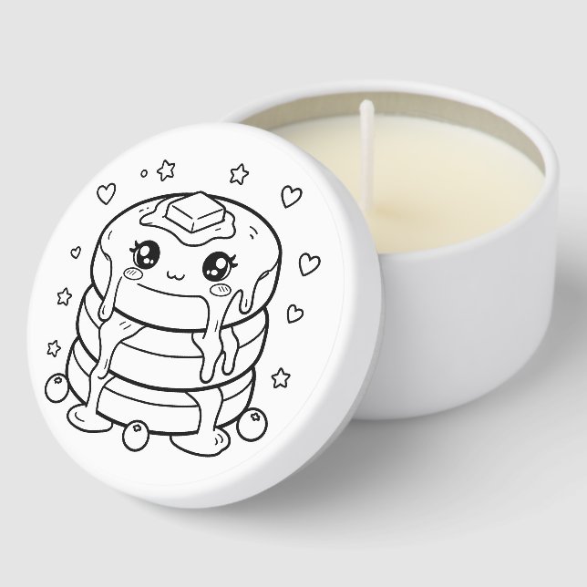 Kawaii pancake stack coloring mini candle favors (Corner)