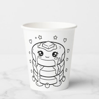 Kawaii pancake stack coloring paper cups
