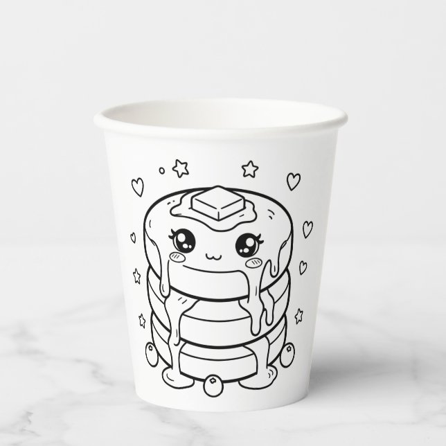 Kawaii pancake stack coloring paper cups (Front)