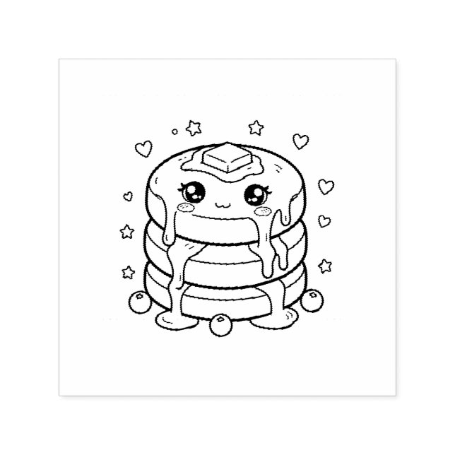 Kawaii pancake stack coloring self-inking stamp (Design)