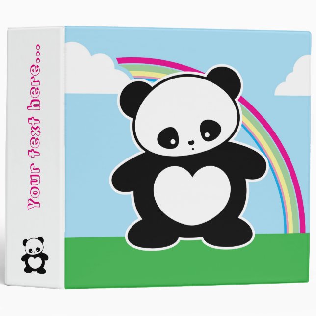 Kawaii panda 3 ring binder (Front/Spine)