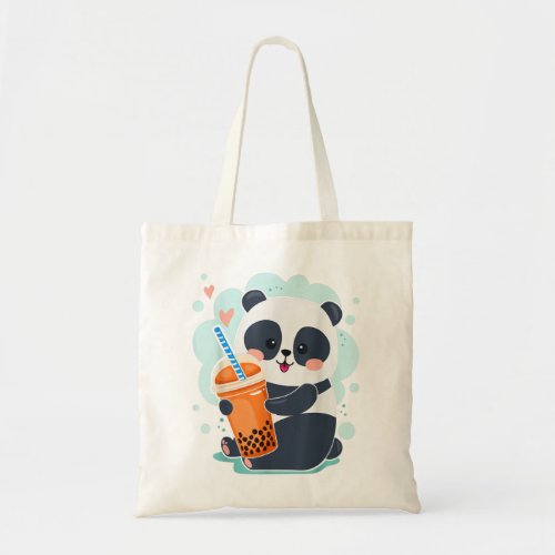 Kawaii Panda Anime Boba Drink Bubble Tea Tapioca  Tote Bag