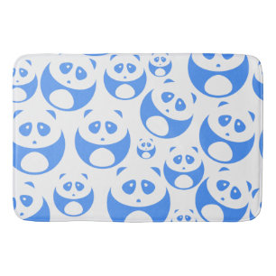 Kawaii Panda Baby Blue and WhitePattern Bath Mat