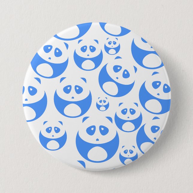 Kawaii Panda Baby Blue and WhitePattern Button (Front)