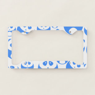 Kawaii Panda Baby Blue and WhitePattern License Plate Frame
