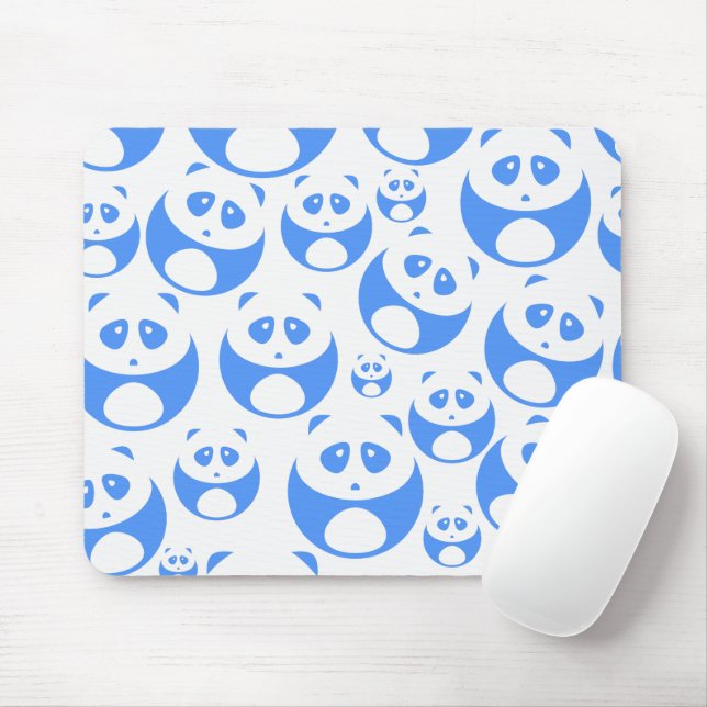 Kawaii Panda Baby Blue and WhitePattern Mouse Pad (With Mouse)
