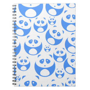 Kawaii Panda Baby Blue and WhitePattern Notebook