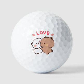 Kawaii Panda Bear, couple Animals Birthday Card Golf Balls