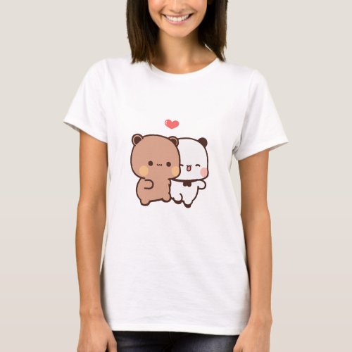 Kawaii Panda bear couple bubu and dudu love T_Shirt