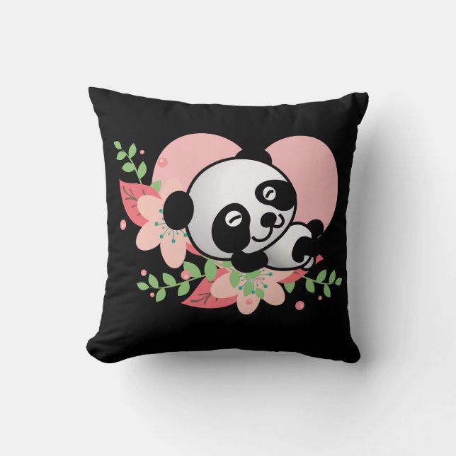 Kawaii Panda Bear Funny Cute Named Gifts Throw Pillow (Front)