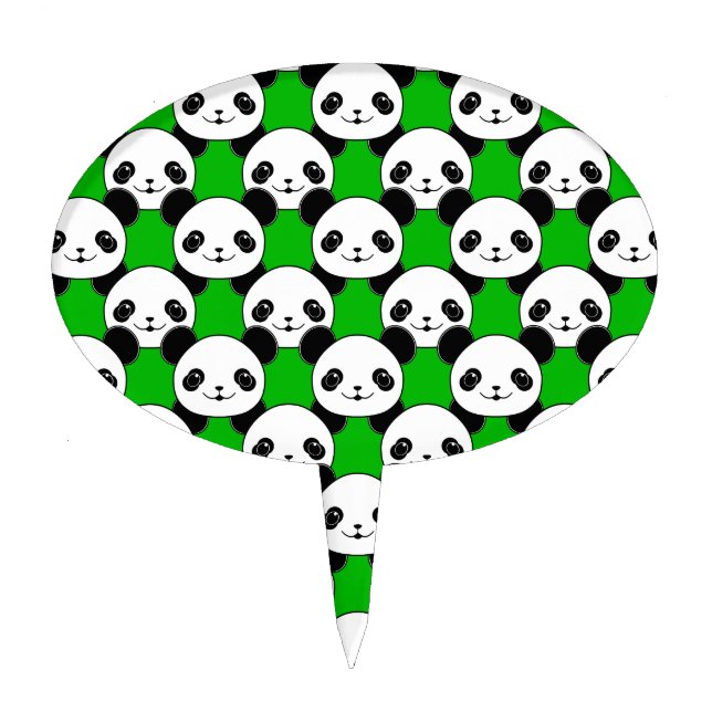 Kawaii Panda Bear Pattern Cake Topper (Front)