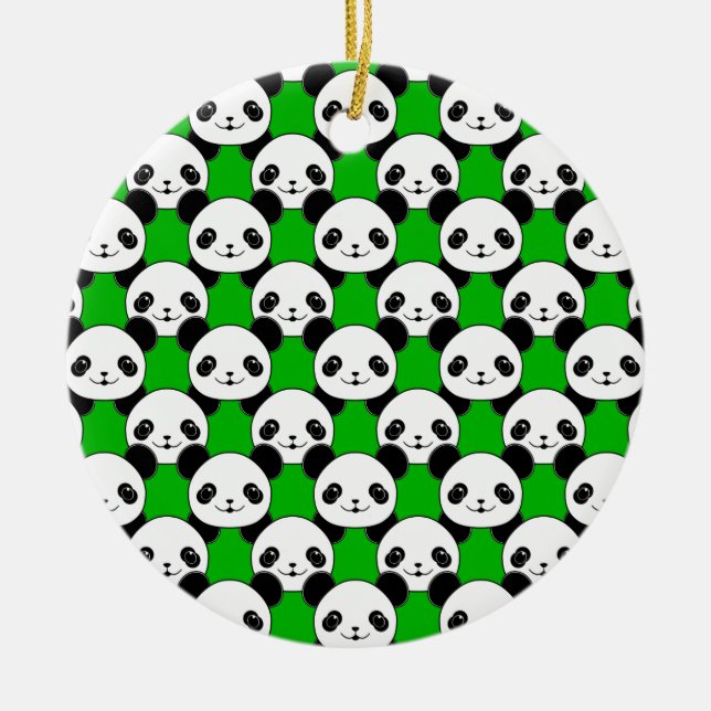 Kawaii Panda Bear Pattern Ceramic Ornament (Front)