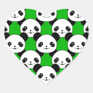 Kawaii Panda Bear Pattern Heart Sticker