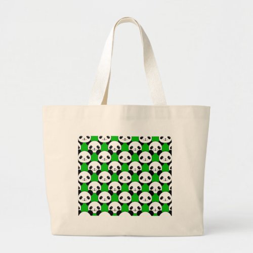 Kawaii Panda Bear Pattern Large Tote Bag