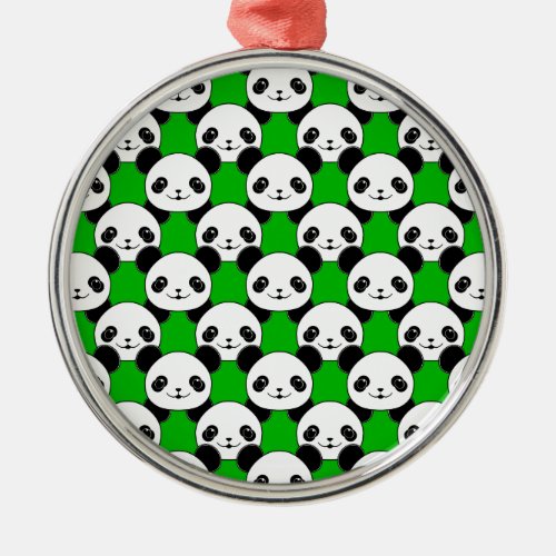 Kawaii Panda Bear Pattern Metal Ornament