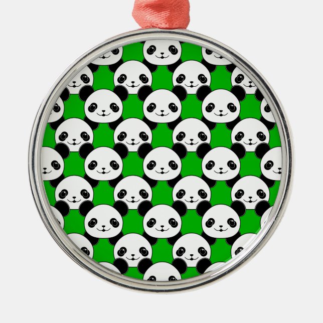 Kawaii Panda Bear Pattern Metal Ornament (Front)