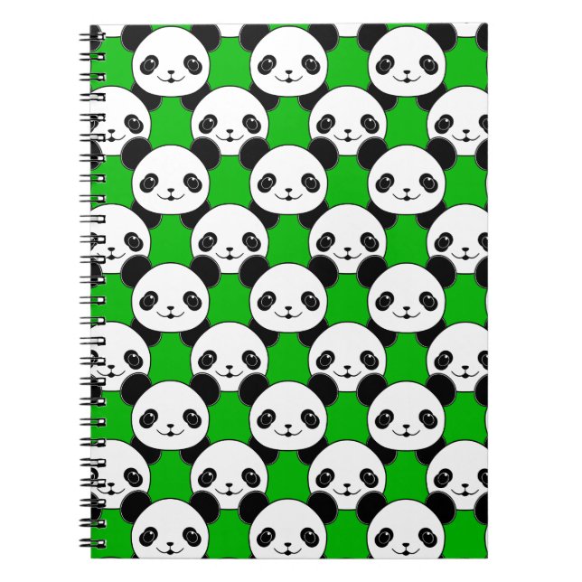 Kawaii Panda Bear Pattern Notebook (Front)