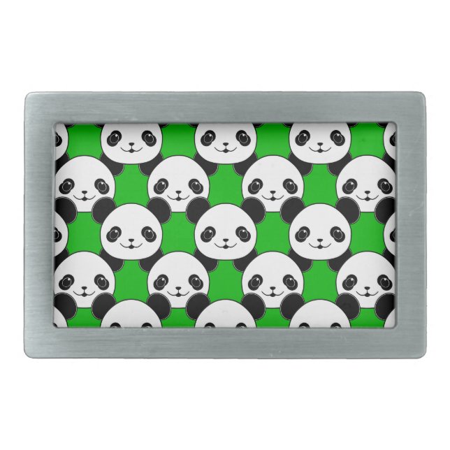 Kawaii Panda Bear Pattern Rectangular Belt Buckle (Front)