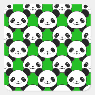 Kawaii Panda Bear Pattern Square Sticker