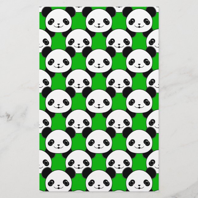 Kawaii Panda Bear Pattern Stationery (Front)