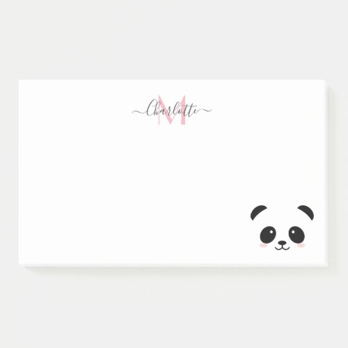 Kawaii panda bear personalized monogram no post_it notes