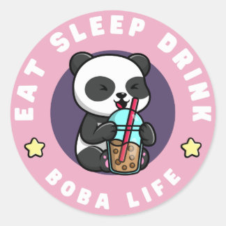 Kawaii Panda Boba Tea | Bubble Tea Addict Classic Round Sticker