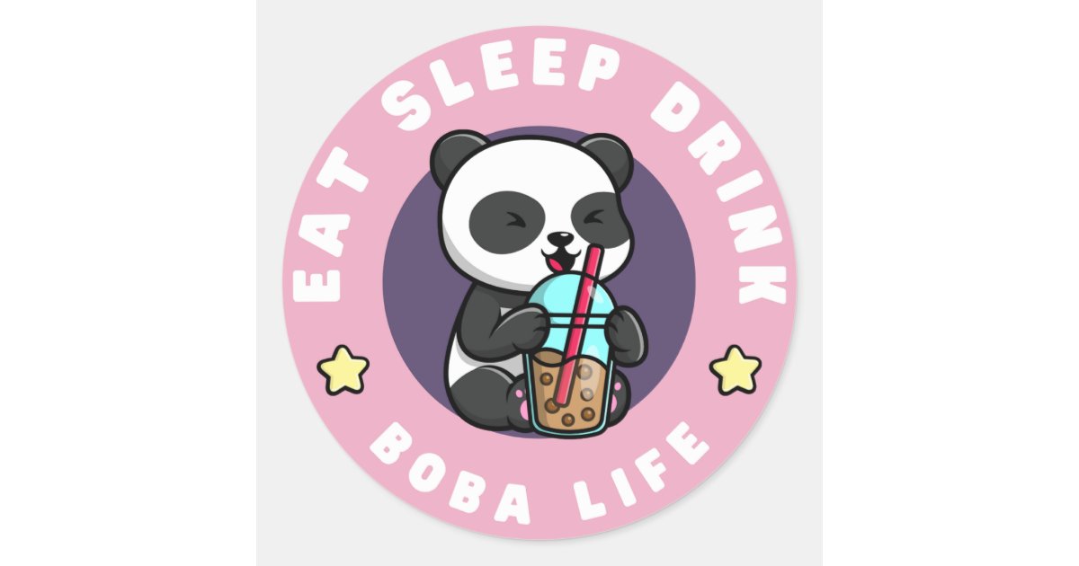 Kawaii Panda Boba Tea | Bubble Tea Addict Classic Round Sticker | Zazzle