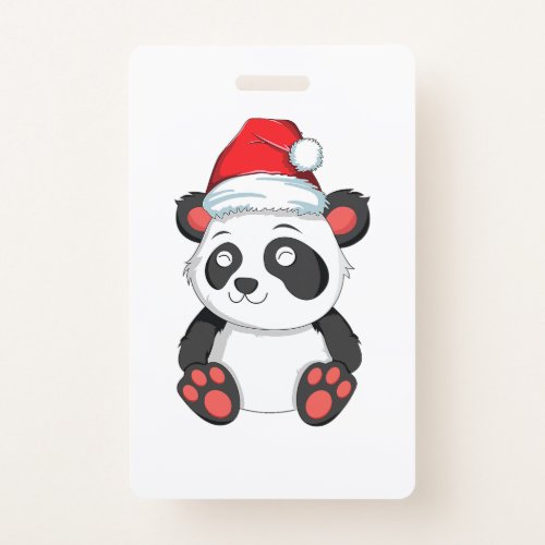 Kawaii Panda Christmas Santa Hat Xmas Bear Girls W Badge