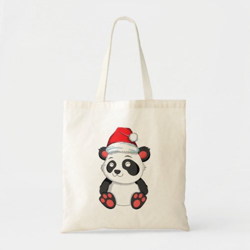 Kawaii Panda Christmas Santa Hat Xmas Bear Girls W Tote Bag