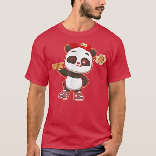 Kawaii Panda Cute Animal Pizza Delivery Funny Pizz T_Shirt