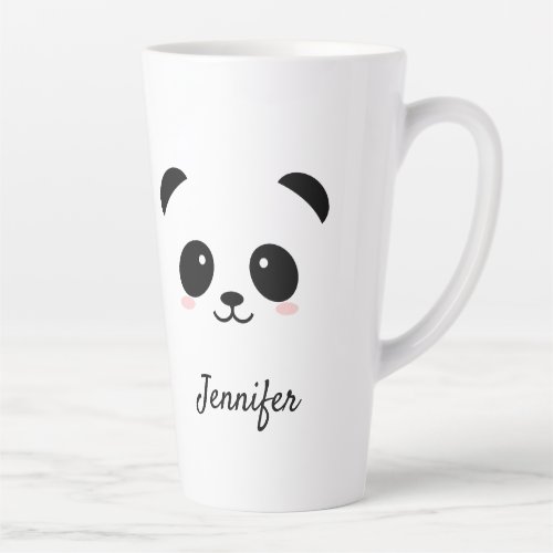 Kawaii panda cute black white personalized latte mug