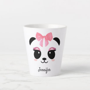 Kawaii panda cute eyelashes personalized latte mug
