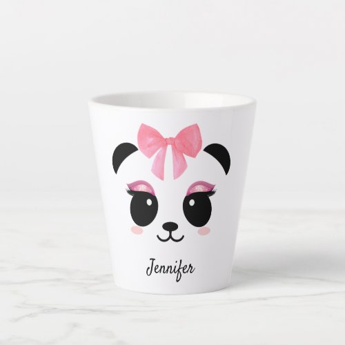 Kawaii panda cute eyelashes personalized latte mug