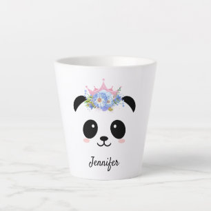 Kawaii panda cute floral queen personalized latte mug