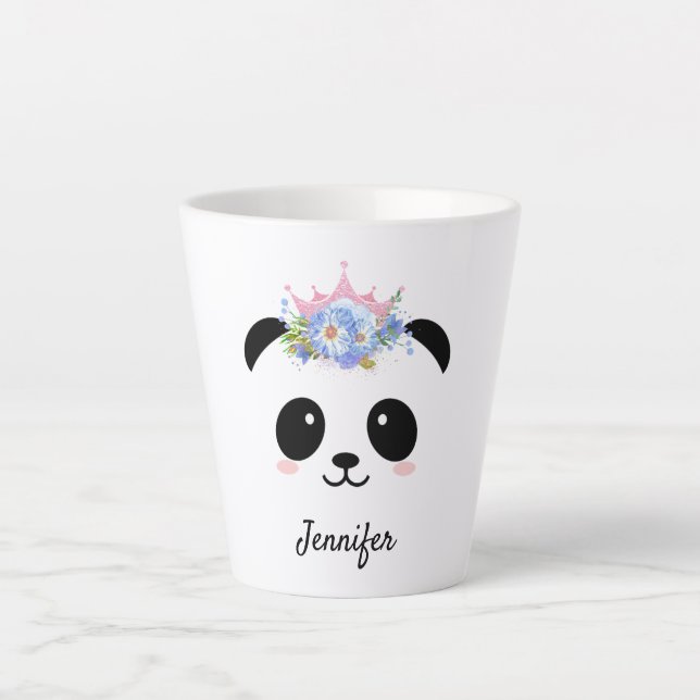 Kawaii panda cute floral queen personalized latte  mug (Front)