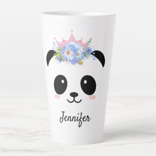 Kawaii panda cute floral queen personalized latte mug