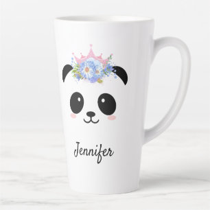 Kawaii panda cute floral queen personalized latte mug