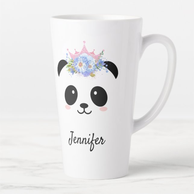 Kawaii panda cute floral queen personalized latte  mug (Right)
