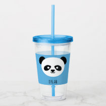 Kawaii Panda Cute Kids Blue Personalized Acrylic Tumbler