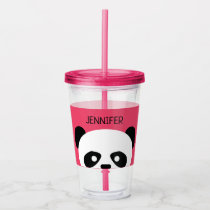 Kawaii Panda Cute Kids Pink Personalized Acrylic Tumbler