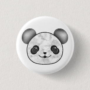 Kawaii Panda Drawing In Black And White Button