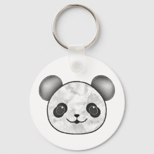 Kawaii Panda Drawing In Black And White Keychain