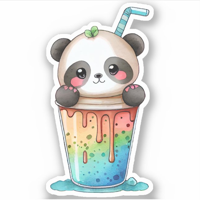 Kawaii Panda Drink Sticker (Front)