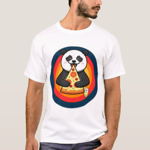 Kawaii Panda Eating Pizza Boba Tea T-Shirt