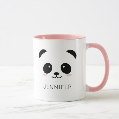 Kawaii panda face personalized pink mug
