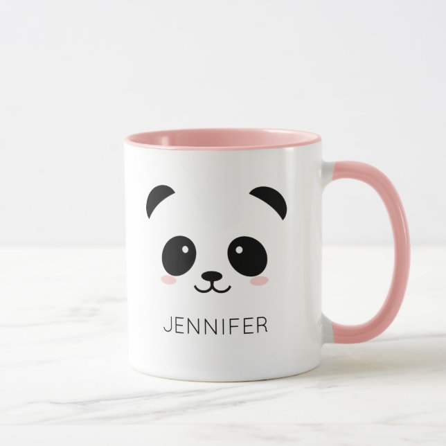 Kawaii panda face personalized pink mug (Right)