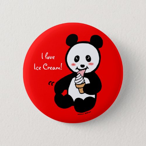 Kawaii Panda Ice Cream Cartoon Pinback Button